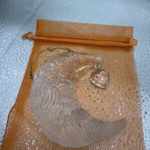 Christmas Celestial ornament acrylic santa face quarter moon heart dangles